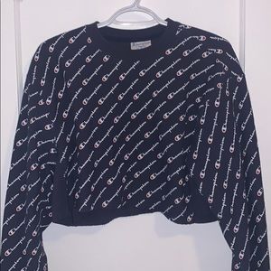 Cropped navy champion hoodie